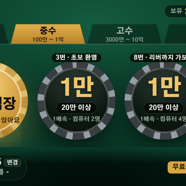 텍사스 홀덤 게임 화면